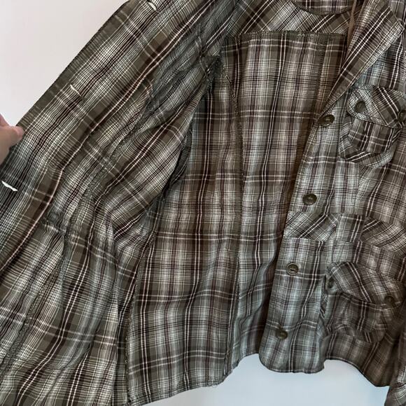 MAURICES Fall Jacket Brown Green Plaid Button Front Hooded Womens Size 0 Small - Picture 4 of 9